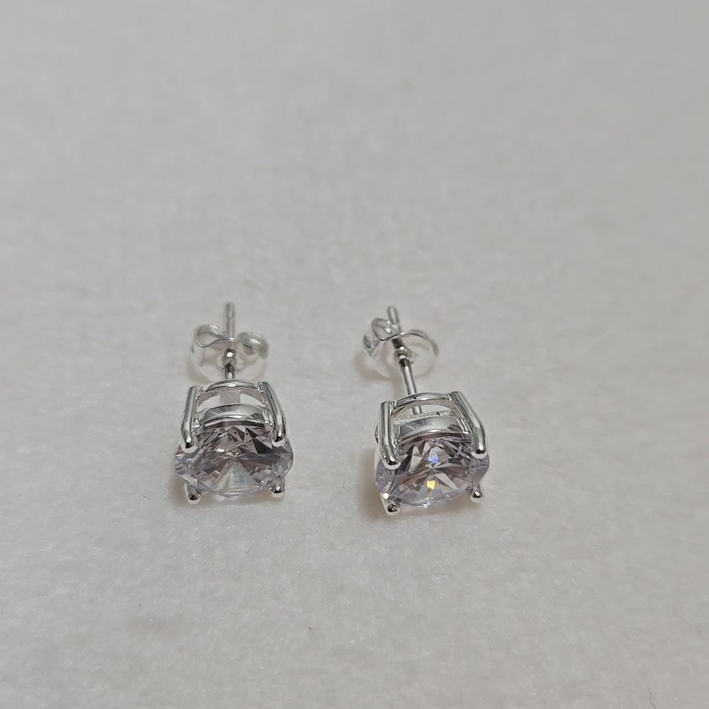 Silver Gemstone Stud Earrings - image 2
